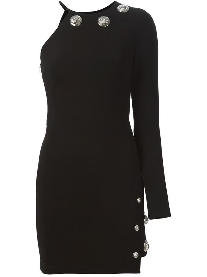 Versus Lion Head Embellishments Asymmetric Dress
