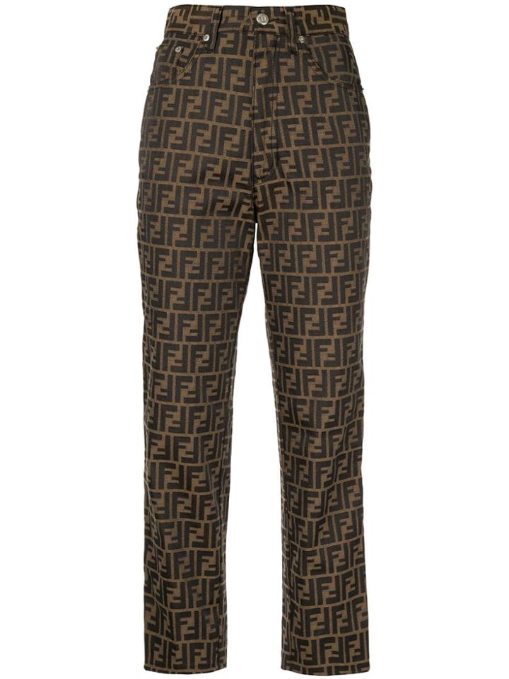 Fendi Pre-owned Zucca Pattern Cropped Trousers - Brown