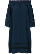 P.a.r.o.s.h. Off-the-shoulder Lace-insert Midi Dress - Blue