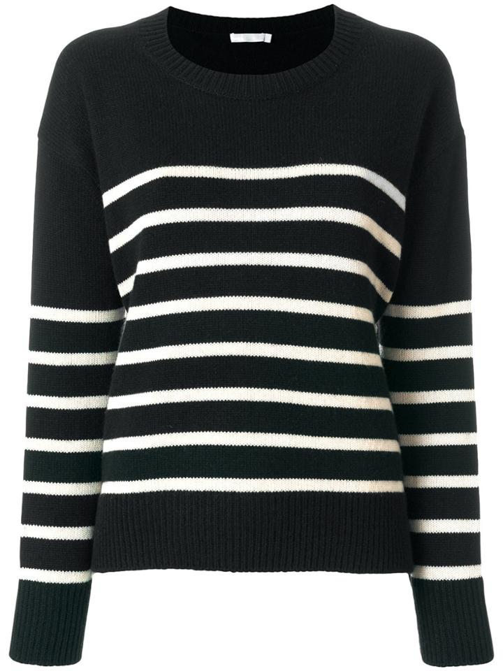 Vince Long Sleeved Striped Pullover - Black