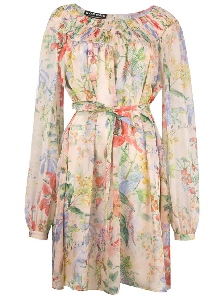 Rochas Floral Print Longsleeved Dress - Multicolour