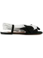 L'autre Chose Front Bow Sandals - Black
