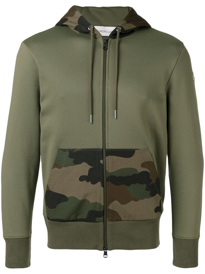 Moncler Camouflage Detail Hoodie, Men's, Size: Small, Green, Cotton/polyamide