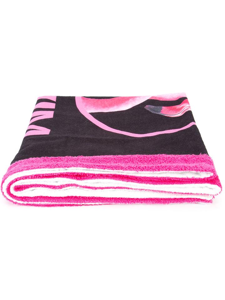 Moschino Flamingo Logo Beach Towel - Pink & Purple