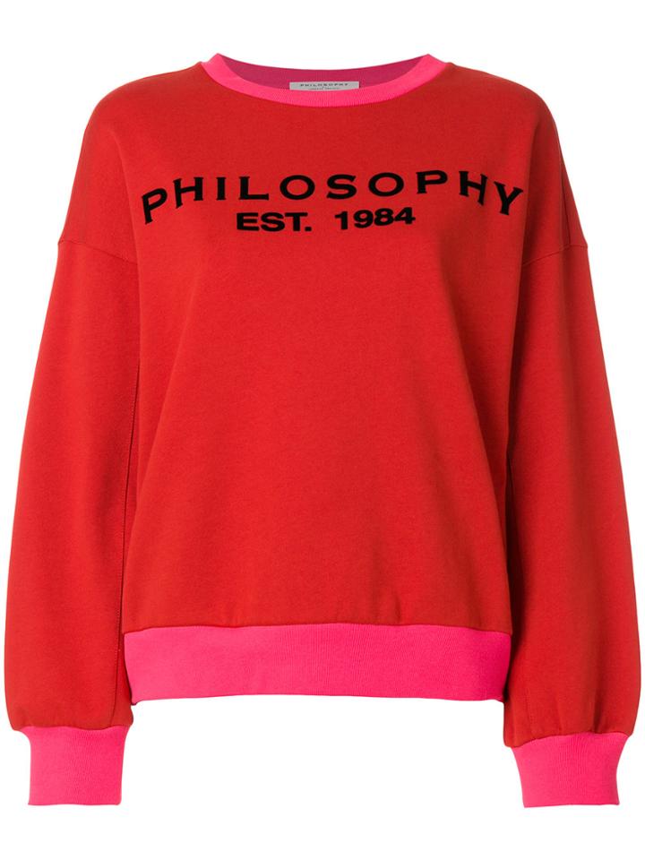 Philosophy Di Lorenzo Serafini Contrast Collar Logo Sweatshirt - Red