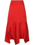 Victoria Beckham Asymmetric Midi Skirt - Red