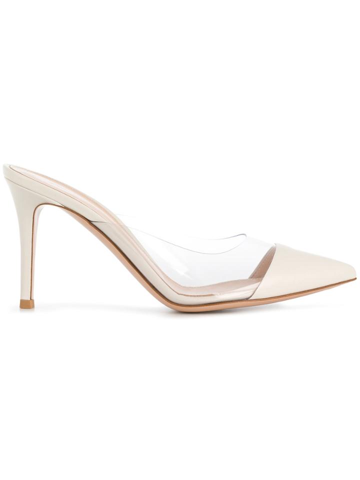Gianvito Rossi Transparent Panel Mules - White