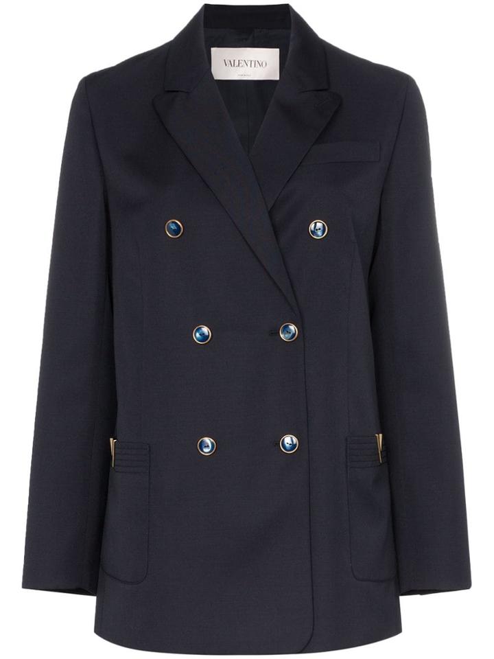 Valentino Double-breasted Wool Jacket - Blue