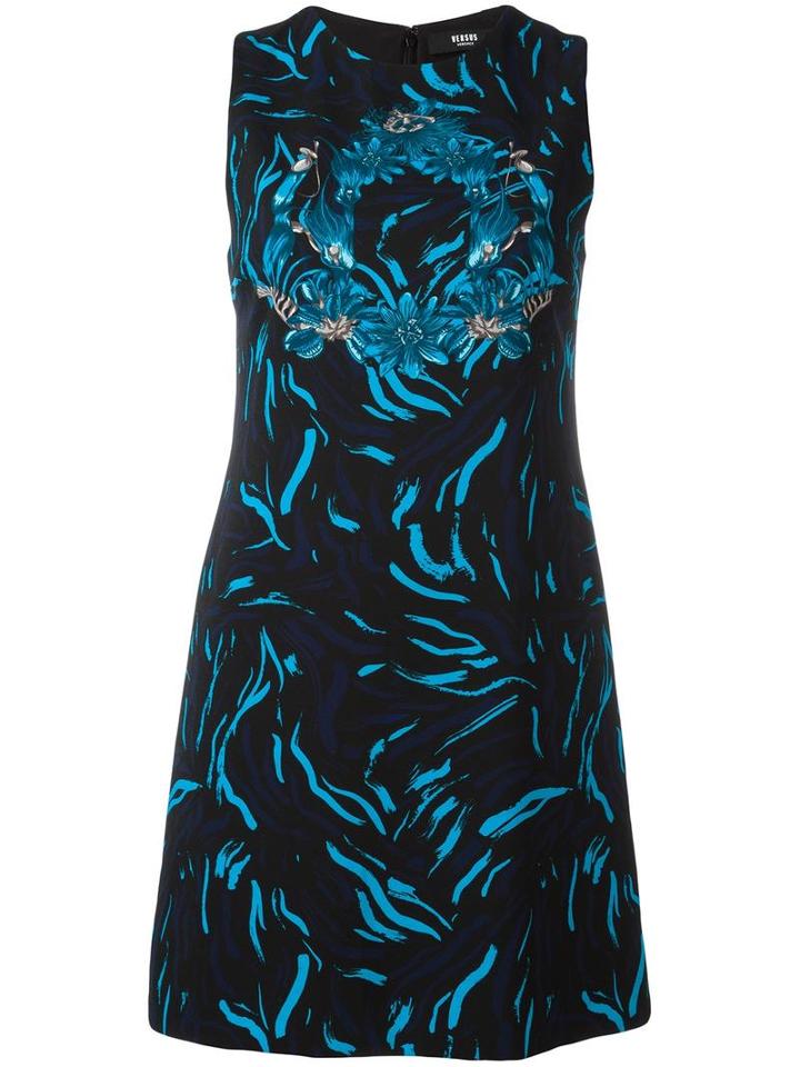 Versus Floral Print Sleeveless Dress, Women's, Size: 44, Black, Polyester/spandex/elastane/polyamide/viscose