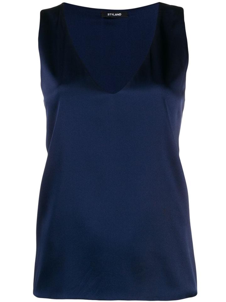 Styland Satin Tank Top - Blue