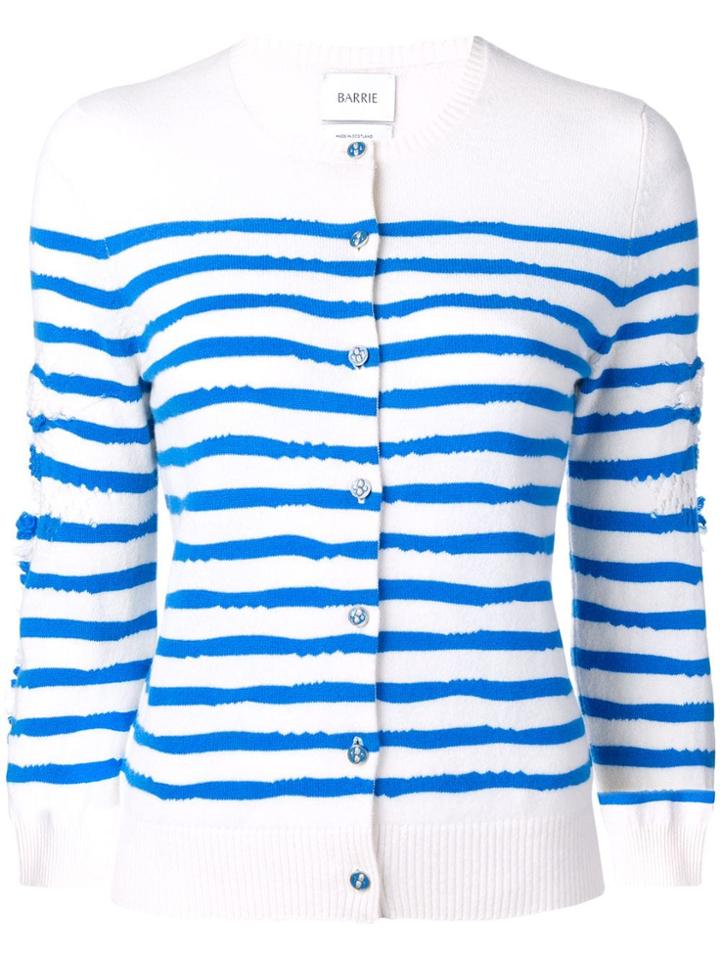 Barrie Cashmere Striped Cardigan - White