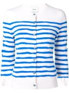 Barrie Cashmere Striped Cardigan - White