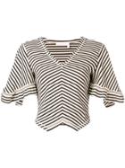 See By Chloé Chevron Stripe Bell Sleeve Sweater - Neutrals