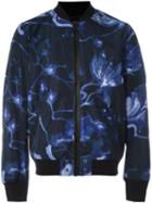 Diesel Floral Print Bomber Jacket, Men's, Size: Large, Blue, Polyester/cotton/nylon