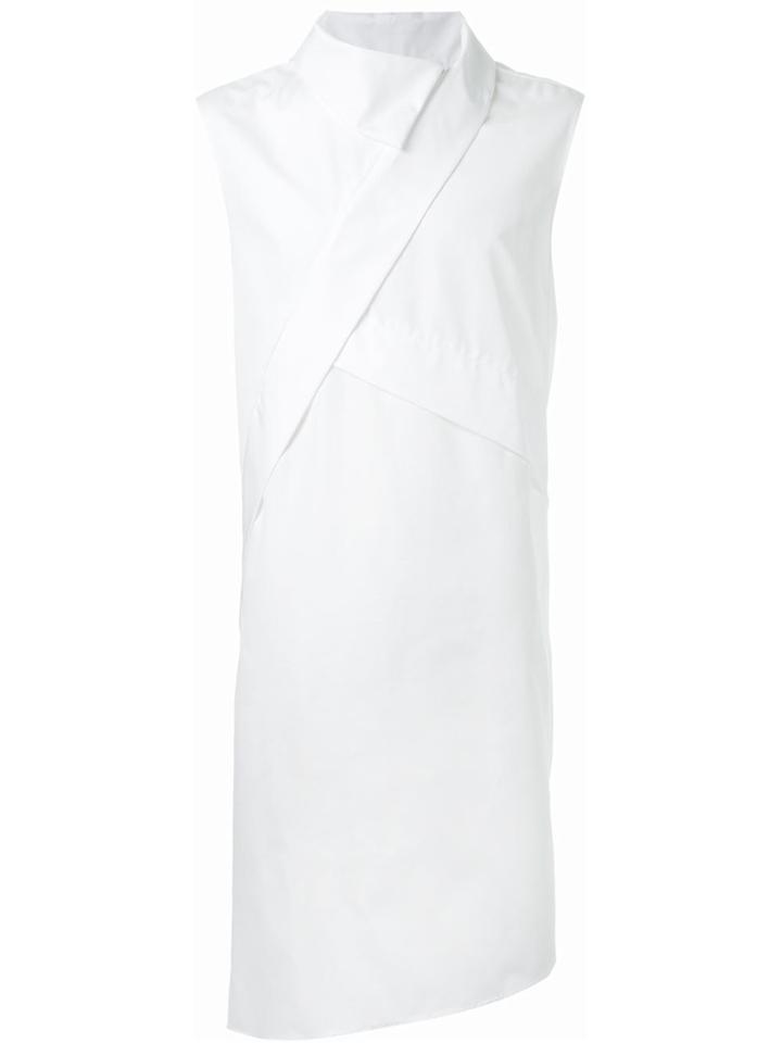 Moohong Diagonal Collar Sleeveless Top - White