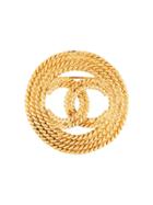 Chanel Vintage Rope Cutout Cc Brooch - Gold