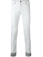 Diesel Dyed Hem Slim-fit Jeans, Men's, Size: 31, White, Cotton/polyester