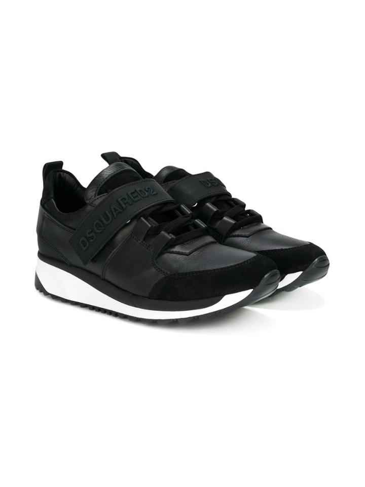 Dsquared2 Kids Logo Touch-strap Sneakers - Black