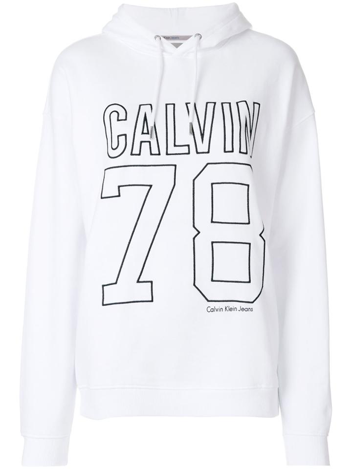 Calvin Klein Jeans Logo Hoodie - White