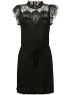 Twin-set Lace Insert High Neck Shift - Black