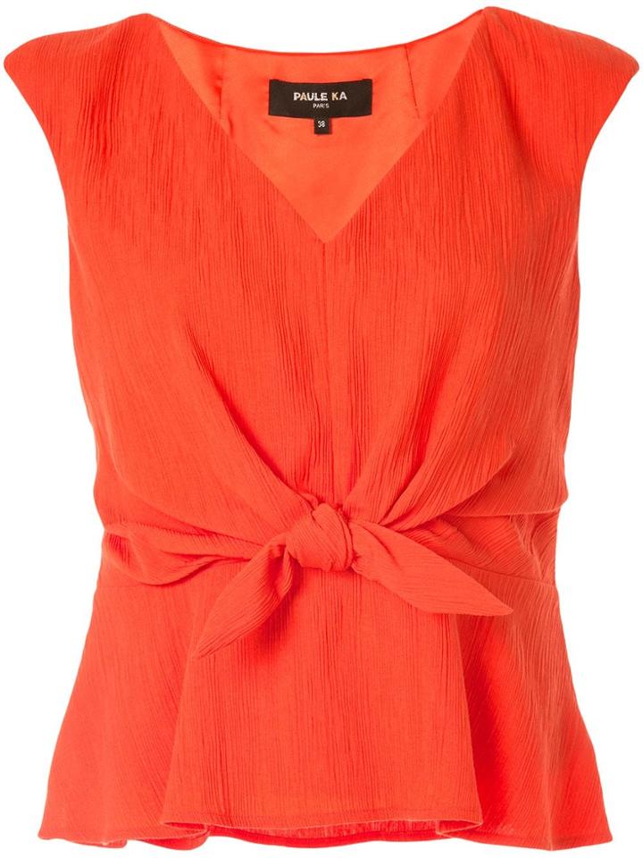 Paule Ka Wrap Front Sleeveless Top - Orange