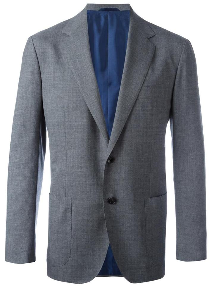 Kiton Sartoria Blazer, Men's, Size: 48, Grey, Wool