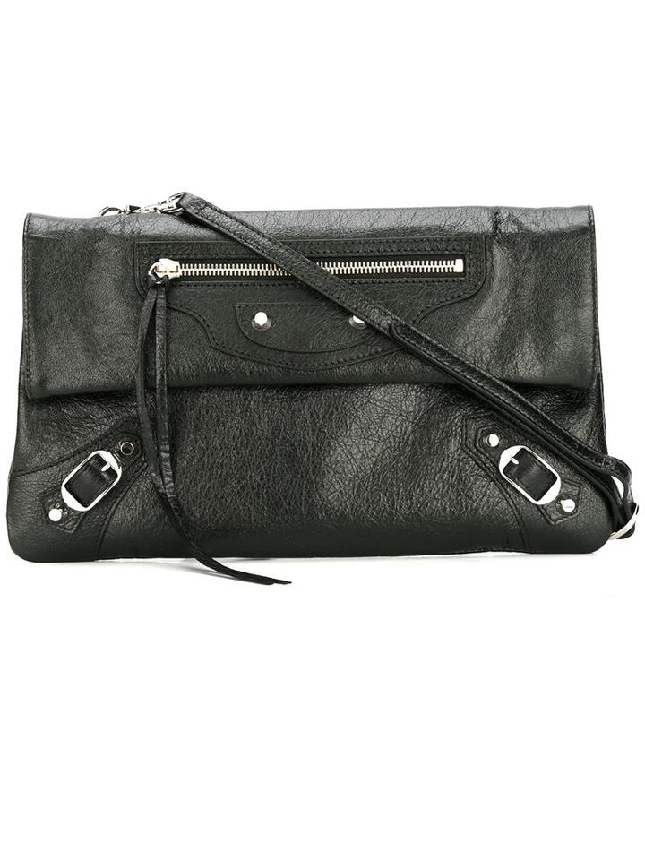 Balenciaga 'classic Envelope' Clutch With Strap, Women's, Black, Lamb Skin