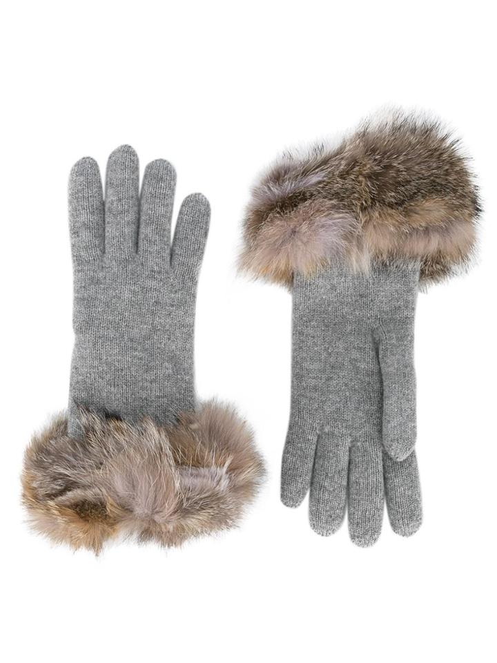 Inverni Fox Fur-trimmed Gloves - Grey