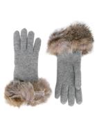 Inverni Fox Fur-trimmed Gloves - Grey