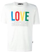 Love Moschino Logo Print T-shirt, Men's, Size: Small, White, Cotton