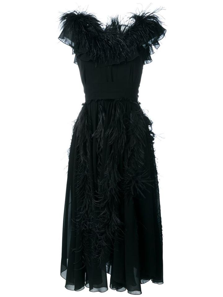 Salvatore Ferragamo Ostrich Feather Detail Dress