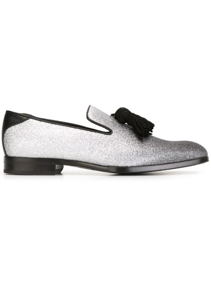 Jimmy Choo Foxley Slippers, Men's, Size: 46, Grey, Polyurethane/leather