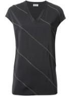 Brunello Cucinelli Diagonal Stripe T-shirt, Women's, Size: Medium, Grey, Silk/spandex/elastane