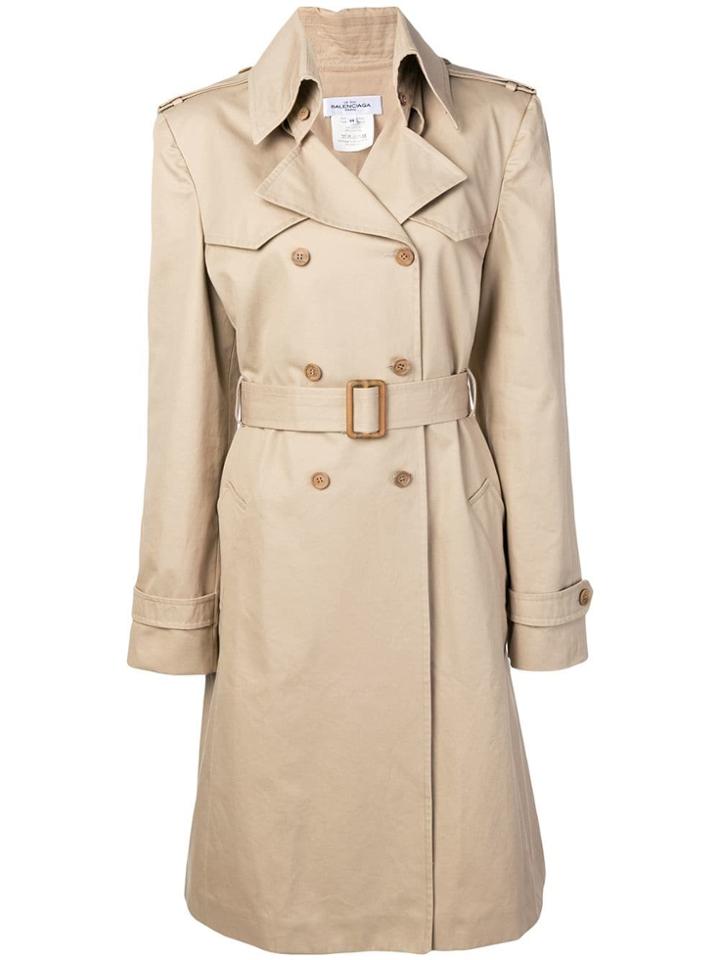 Balenciaga Vintage 2000's Midi Trenchcoat - Neutrals