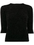 Laneus Lurex Textured Knit Top - Black