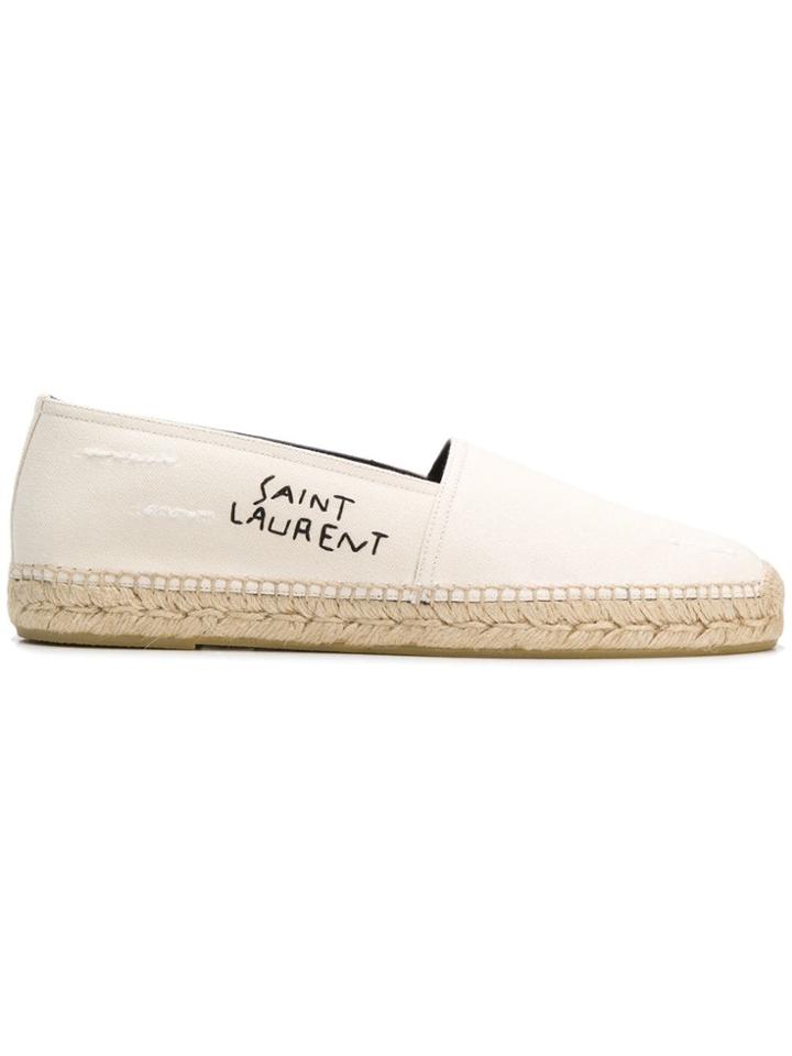 Saint Laurent Embroidered Espadrilles - Neutrals
