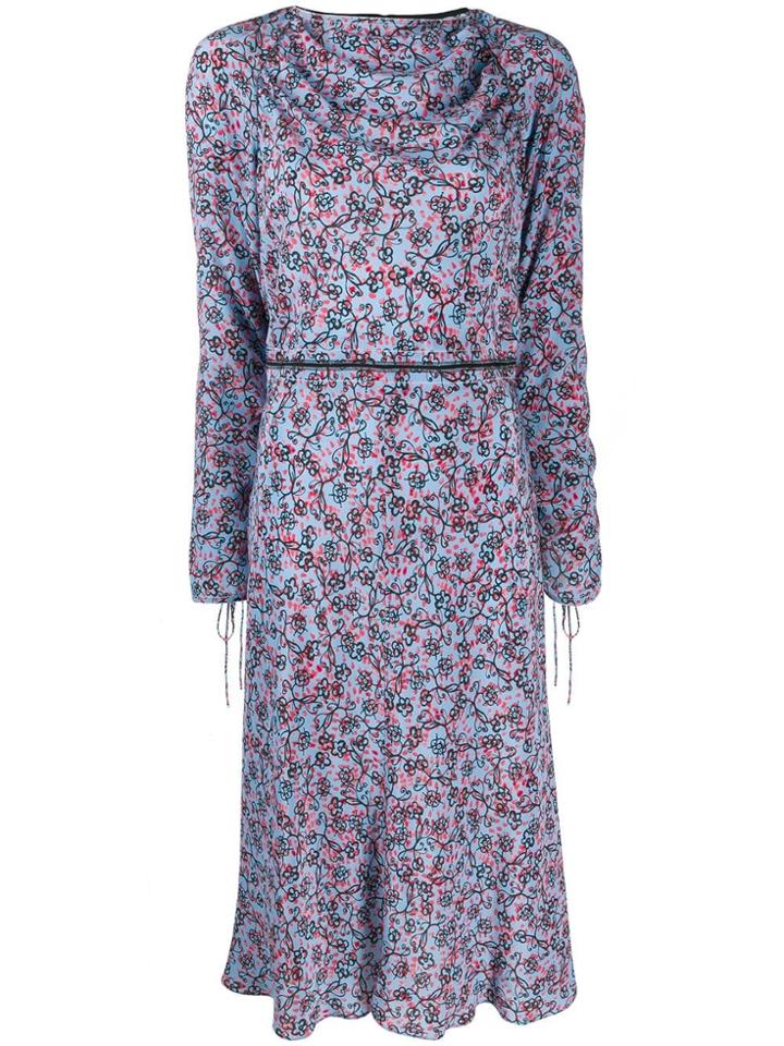 Marni Boat Neck Printed Dress - Blue