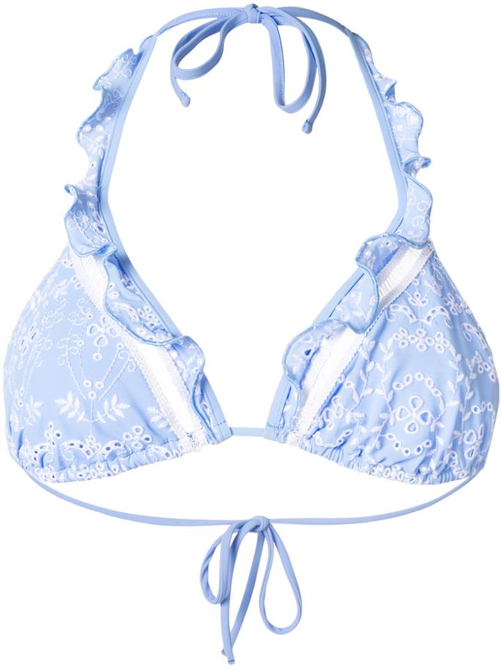 Ermanno Scervino Broderie Anglaise Bikini Top - Blue