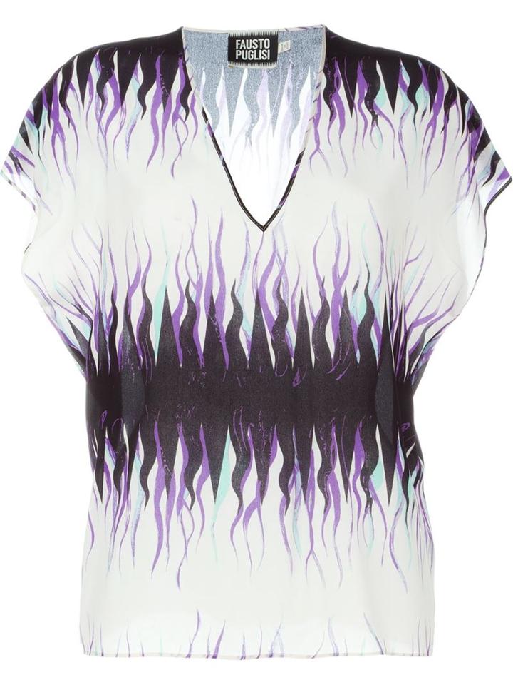 Fausto Puglisi Printed V-neck T-shirt