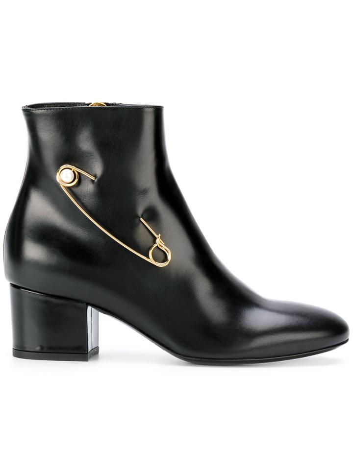 Coliac Safety Pin Ankle Boots - Black