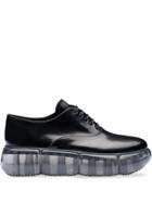 Prada Leather Oxford Shoes With Rubber Sole - Black