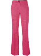 Yang Li Front Pleat Flared Trousers, Women's, Size: 40, Pink/purple, Virgin Wool/viscose