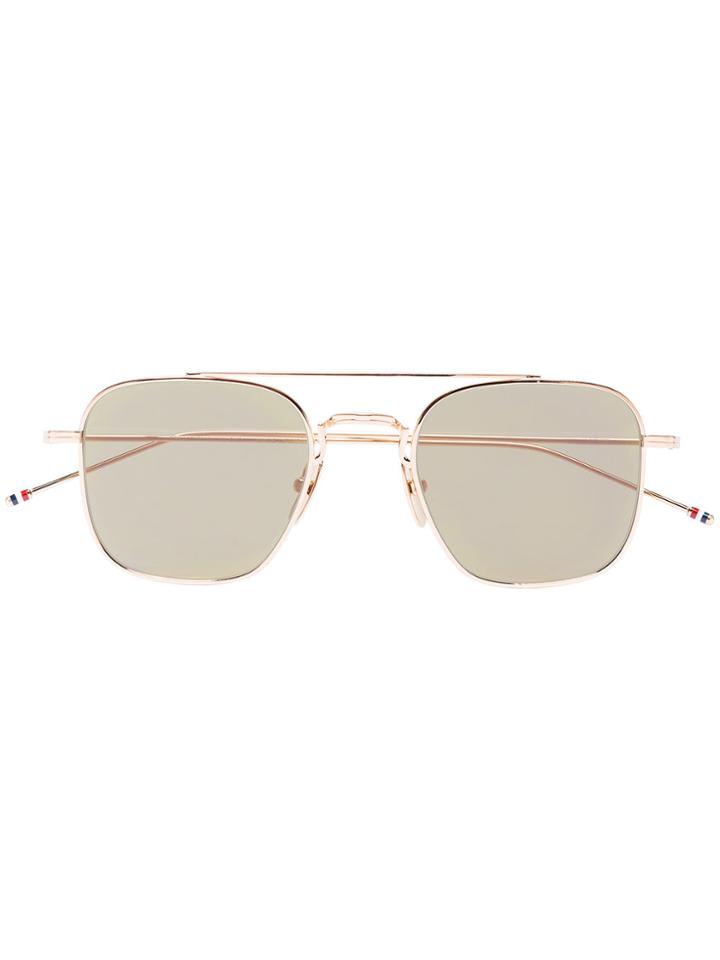 Thom Browne Eyewear Metallic Gold Pilot Mirror Sunglasses