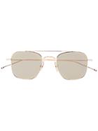 Thom Browne Eyewear Metallic Gold Pilot Mirror Sunglasses