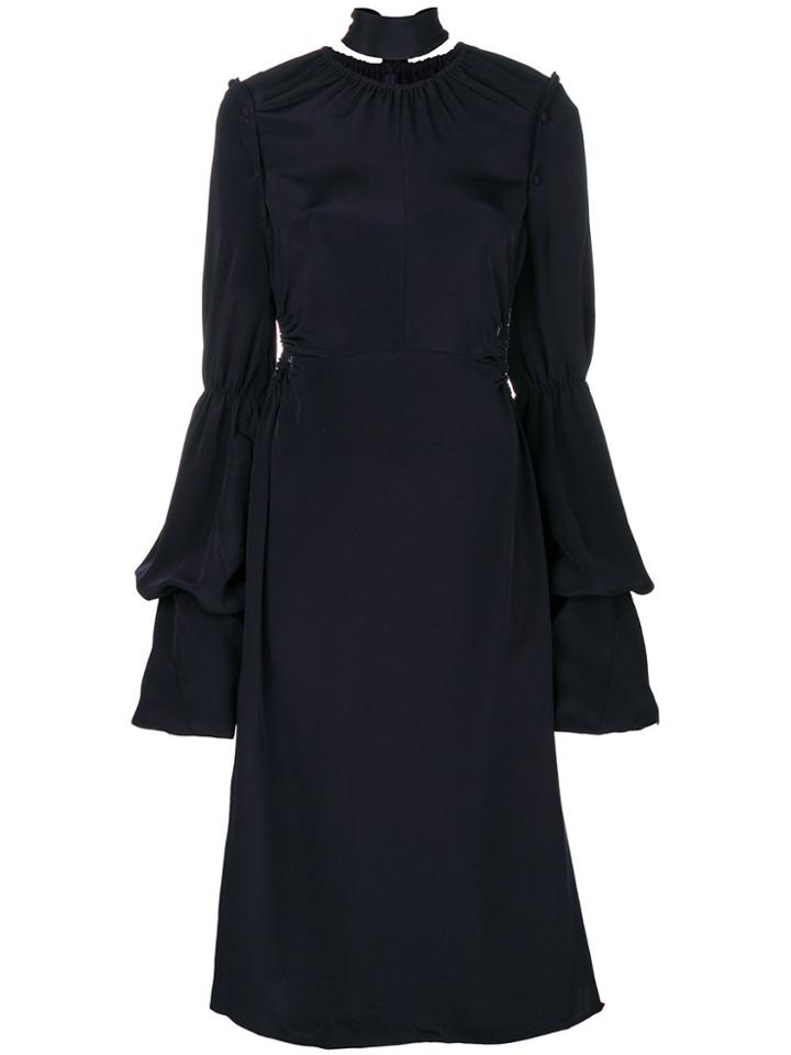 Rokh Tied Neck A-line Dress - Blue