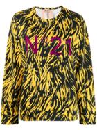 Nº21 Animal Print Logo Sweatshirt - Yellow