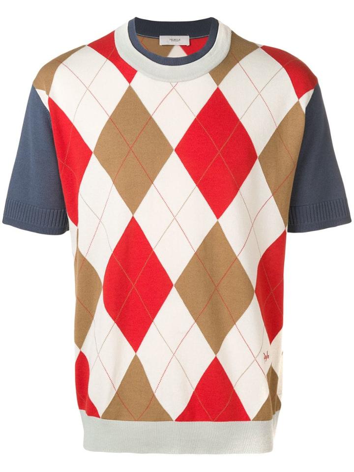 Pringle Of Scotland Intarsia Argyle Short Sleeve Jumper - Red