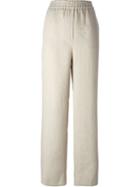 Msgm Side Stripe Palazzo Pants, Women's, Size: 40, Nude/neutrals, Linen/flax/cotton/polyester