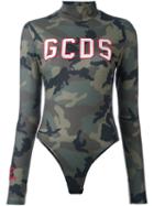 Gcds Camouflage Blouse, Women's, Size: Medium, Green, Polyester/spandex/elastane