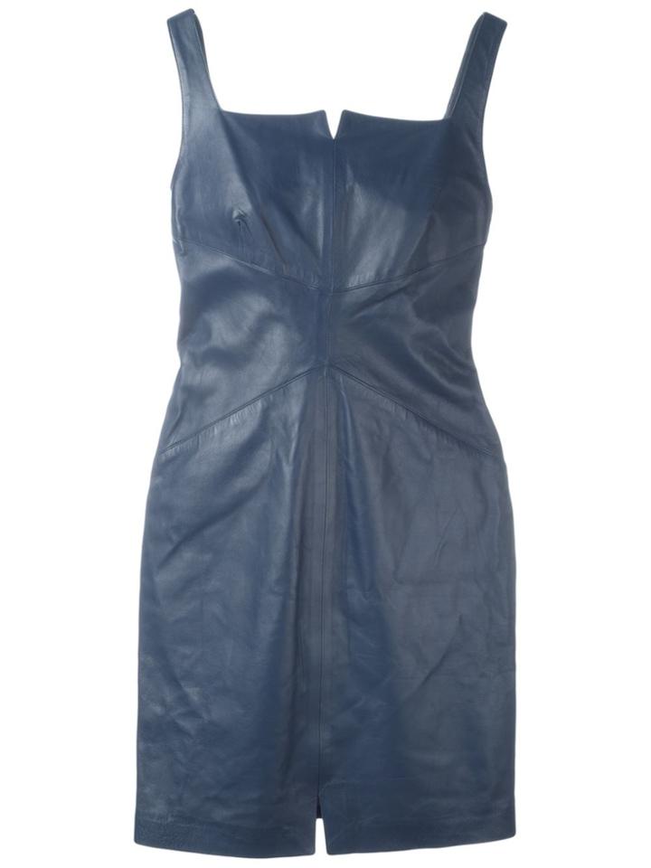Romeo Gigli Vintage Mini Leather Dress - Blue